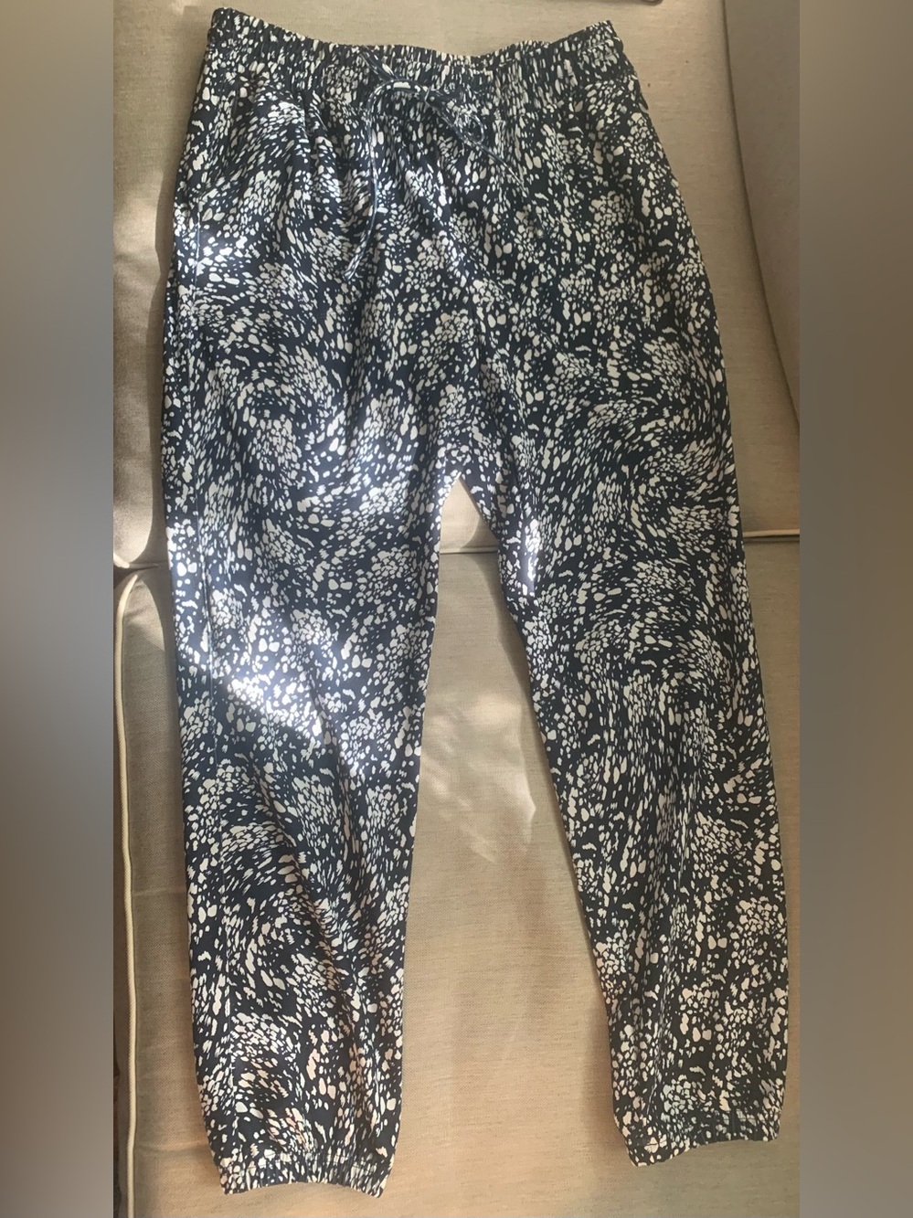 Rachel Zoe Black and White Printed Track pants with Elastic Waist